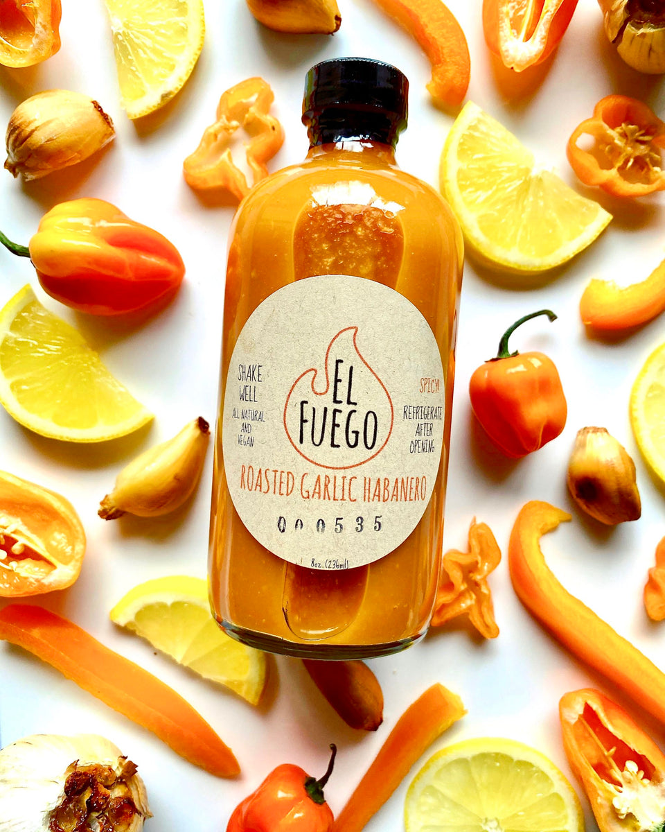 El Fuego Roasted Garlic Habanero Sauce Drizzle Olive Oil and Vinegar